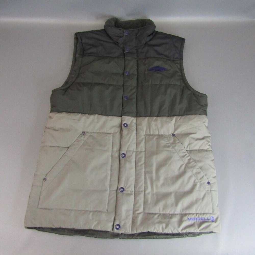 Merrell Opti Warm Puffer Vest Men's Size M Black & Gray Medium Full Zip
